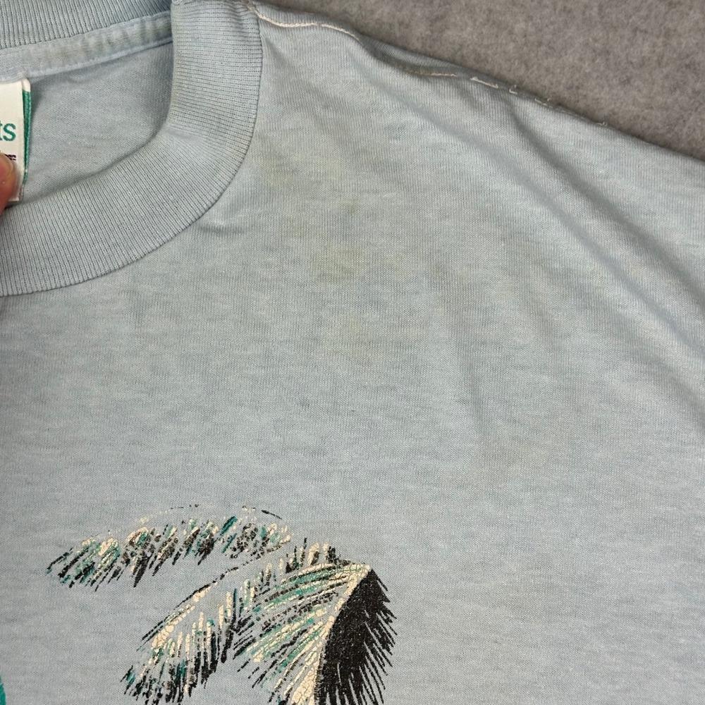 Vintage 1992 Florida Beach Graphic T-Shirt XL Light Blue Single Stitch USA Made - Picture 4 of 10